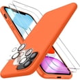 thumbnail image 1 of [5 in 1 for iPhone 11 Case 6.1, with 2 Pack Screen Protector + 2 Pack Camera Lens Protector, Liquid Silicone Ultra Slim Shockproof Protective Phone Case [Microfiber Lining] (Red)…, 1 of 12