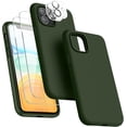 thumbnail image 1 of [5 in 1 for iPhone 11 Case 6.1 inch, with 2 Pack Screen Protector + 2 Pack Camera Lens Protector, Liquid Silicone Slim Shockproof Protective Phone Case [Microfiber Lining]… (Dark Green), 1 of 14