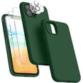 thumbnail image 1 of [5 in 1 for iPhone 11 Case 6.1 inch, with 2 Pack Screen Protector + 2 Pack Camera Lens Protector, Liquid Silicone Slim Shockproof Protective Phone Case [Microfiber Lining]… (Alpine Green), 1 of 14
