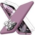 thumbnail image 1 of [5 in 1 for iPhone 11 Pro Max Case, with 2 Pack Screen Protector + 2 Pack Camera Lens Protector, Liquid Silicone Ultra Slim Shockproof Protective Phone Case [Microfiber Lining] (Lilac Purple)…, 1 of 6