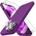 thumbnail image 1 of [5 in 1 for iPhone 12 case/iPhone 12 Pro Case 6.1, with 2 Pack Screen Protector + 2 Pack Camera Lens Protector, Liquid Silicone Slim Shockproof Protective Phone Case (Violet Red)……, 1 of 13