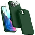 thumbnail image 1 of [5 in 1 for iPhone 13 Mini Case, with 2 Pack Screen Protector + 2 Pack Camera Lens Protector, Liquid Silicone Ultra Slim Shockproof Protective Phone Case 5.4 inch (Alpine Green), 1 of 13