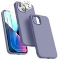 thumbnail image 1 of [5 in 1 for iPhone 13 Mini Case, with 2 Pack Screen Protector + 2 Pack Camera Lens Protector, Liquid Silicone Ultra Slim Shockproof Protective Phone Case 5.4 inch(Lavender Grey), 1 of 14