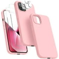 thumbnail image 1 of [5 in 1 for iPhone 13 Mini Case, with 2 Pack Screen Protector + 2 Pack Camera Lens Protector, Liquid Silicone Ultra Slim Shockproof Protective Phone Case 5.4 inch (Pink), 1 of 14