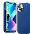 thumbnail image 1 of [5 in 1 for iPhone 13 Mini Case 5.4 inch, with 2 Pack Screen Protector + 2 Pack Camera Lens Protector, Liquid Silicone Slim Shockproof Protective Phone Case… (Blue)……, 1 of 12