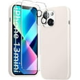 thumbnail image 1 of [5 in 1 for iPhone 13 Mini Case 5.4 inch, with 2 Pack Screen Protector + 2 Pack Camera Lens Protector, Liquid Silicone Slim Shockproof Protective Phone Case (Stone)………, 1 of 12