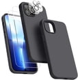 thumbnail image 1 of [5 in 1 for iPhone 13 Pro Case, with 2 Pack Screen Protector + 2 Pack Camera Lens Protector, Liquid Silicone Ultra Slim Shockproof Protective Phone Case [Microfiber Lining] 6.1 (Space Gray), 1 of 14