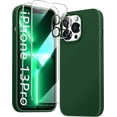 thumbnail image 1 of [5 in 1 for iPhone 13 Pro Case 6.1 inch, with 2 Pack Screen Protector + 2 Pack Camera Lens Protector, Liquid Silicone Slim Shockproof Protective Phone Case (Alpine Green)……, 1 of 12
