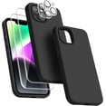 thumbnail image 1 of [5 in 1 for iPhone 14 Case, with 2 Pack Screen Protector + 2 Pack Camera Lens Protector, Liquid Silicone Ultra Slim Shockproof Protective Phone Case [Microfiber Lining] 6.1 (Black)……, 1 of 13