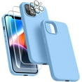thumbnail image 1 of [5 in 1 for iPhone 14 Case, with Screen Protector and Camera Lens Protector, [Microfiber Lining] Silicone Phone Case for iPhone 14 6.1 inch. (Light Blue)…, 1 of 1