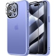 thumbnail image 1 of 5 in 1 for iPhone 15 Pro Case, with 2X Screen Protectors + 2X Camera Lens Protectors, [15FT Military Grade Protection] Anti-Fingerprints Anti-Scratch Translucent Matte Back (Black), 1 of 13
