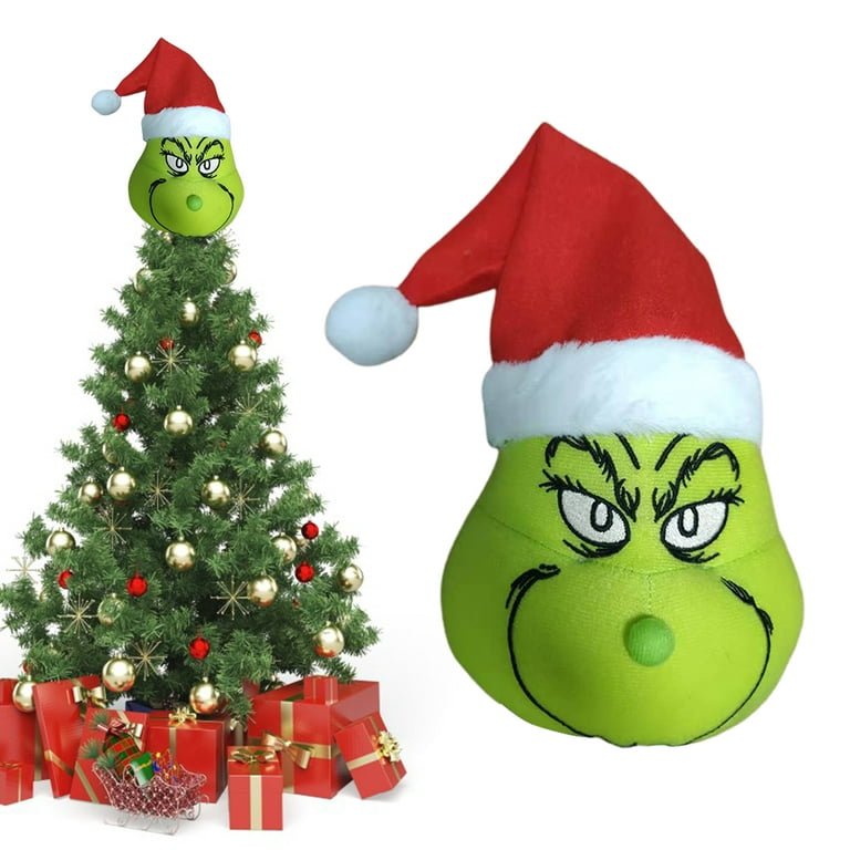 The Grinch Decorate in A Tree Topper Set,Grinch Christmas Tree Decorations, 8 inch, Size: 5pcs/set, Green