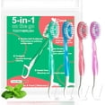 thumbnail image 1 of 5 in 1 isposable mini Toothbrushes on the go Toothbrush Portable Travel Toothbrush（Toothpaste + Tongue Scraper + Floss + Picks Iniviually Wrappe Prepaste Oral Care Mint 24 Packs, 1 of 4