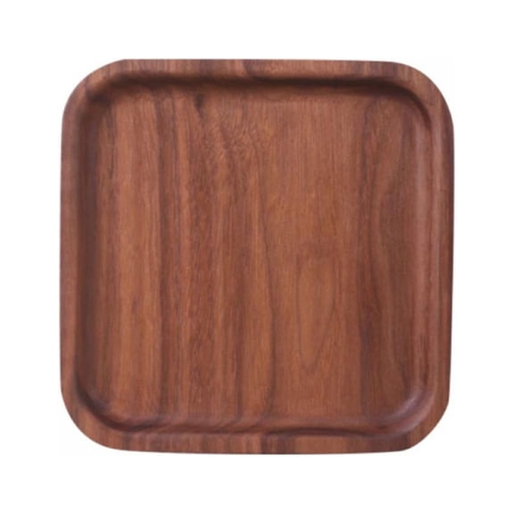 5.1 x 5.1 inches Square Table Tray Wooden Solid Tableware Serving Tray Black Walnut Platter Decorative Tray for Home Breakfast in Bed Tea Coffee Wine Cocktail Fruit Meals
