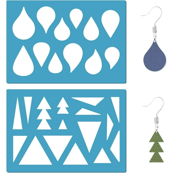 5.1"x3.5" 2Pcs Earring Teardrops Jewelry Stencils Cutouts Stencil Arylic Triangles Geometric Reusable Drawing Template for DIY