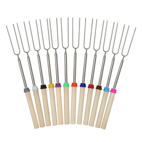 5/10/12 Pack Corn Barbecue Skewers & 8 Pack Smores Sticks - 32 Inch, Extendable, Stainless Steel, with Bag, for Camping