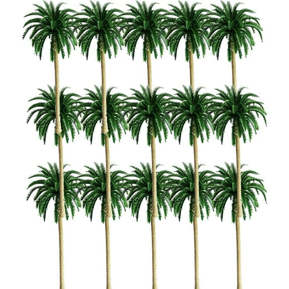 5/10/15/20Pcs HO Scale Micro Landscape Train Railroad Architecture Landscape Plastic Coconut Tree Palm Tree Artificial Rainforest Transfiguration 8CM-15PCS