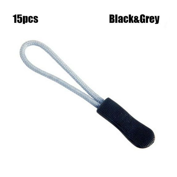 5/10/15/20pcs High quality Bags Clip Buckle Suitcase Tent Backpack Ends Lock Zips Cord Rope Pullers Zip Puller Replacement Zipper Pull BLACK&GREY 15PCS