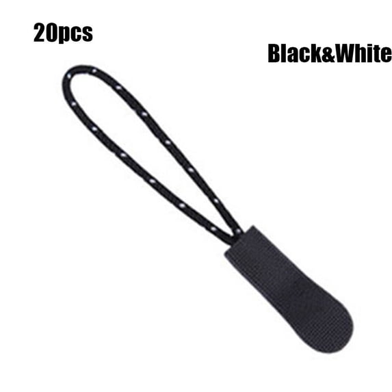 5/10/15/20pcs High quality Bags Clip Buckle Suitcase Tent Backpack Ends Lock Zips Cord Rope Pullers Zip Puller Replacement Zipper Pull BLACK&WHITE 20PCS