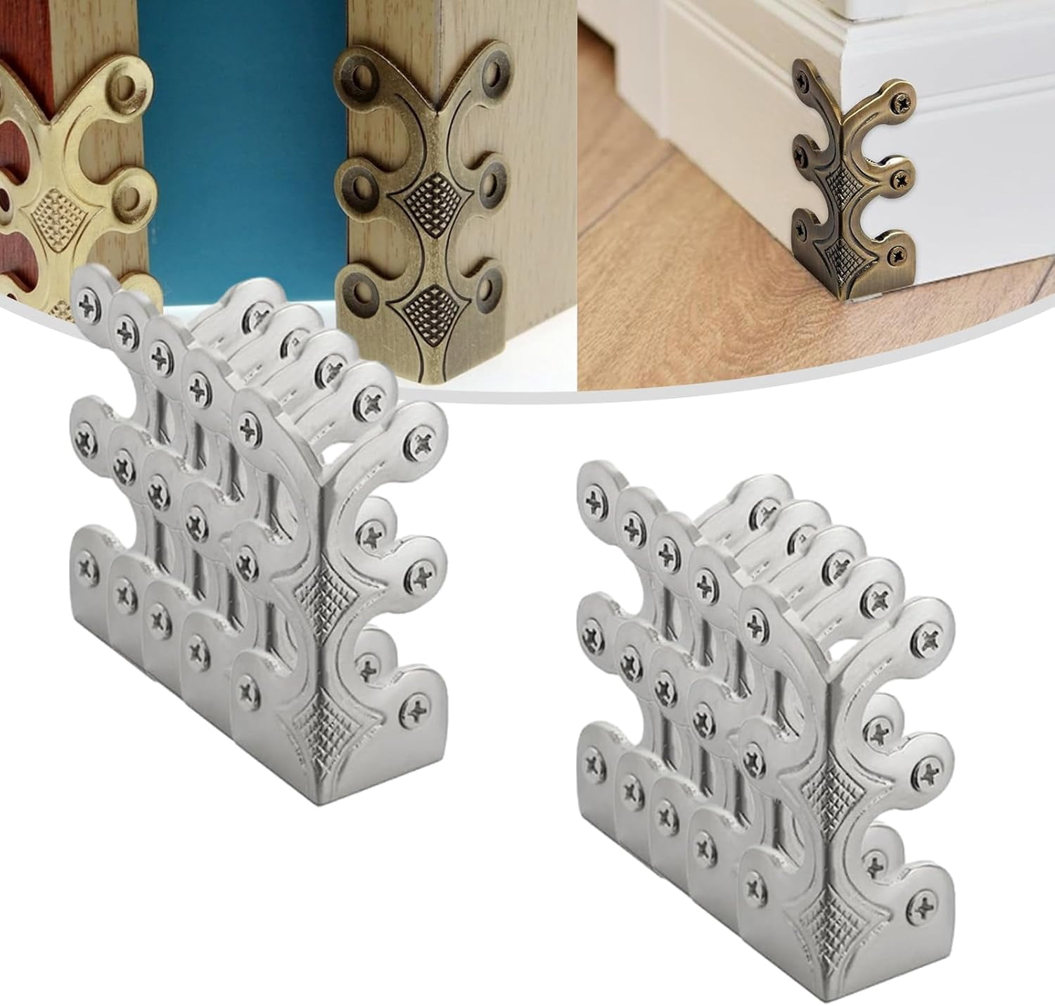 5/10/15/20pcs YUSUIYI Baseboard Metal Corner Protectors,Brass Skirting Board Protection,Antique Bronze Furniture Edge Protector for Furniture,Cabinets & Boxes