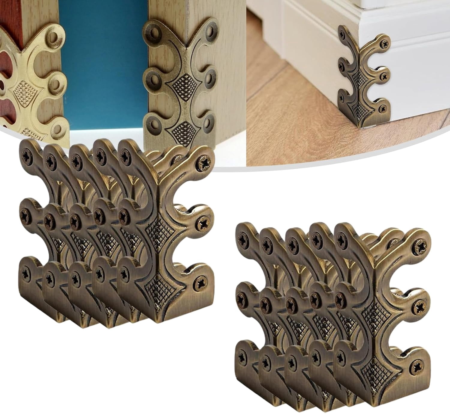 5/10/15/20pcs YUSUIYI Baseboard Metal Corner Protectors,Brass Skirting Board Protection,Antique Bronze Furniture Edge Protector for Furniture,Cabinets & Boxes