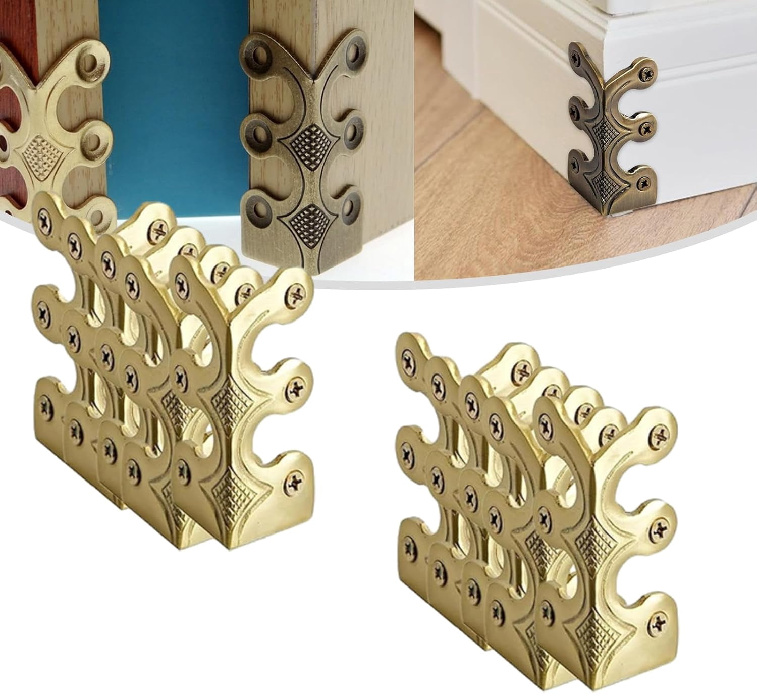 5/10/15/20pcs YUSUIYI Baseboard Metal Corner Protectors,Brass Skirting Board Protection,Antique Bronze Furniture Edge Protector for Furniture,Cabinets & Boxes