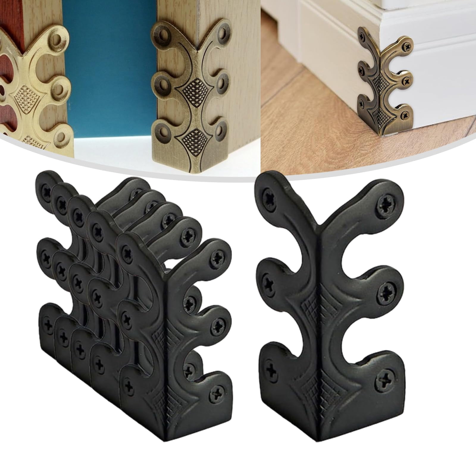 5/10/15/20pcs YUSUIYI Baseboard Metal Corner Protectors,Brass Skirting Board Protection,Antique Bronze Furniture Edge Protector for Furniture,Cabinets & Boxes