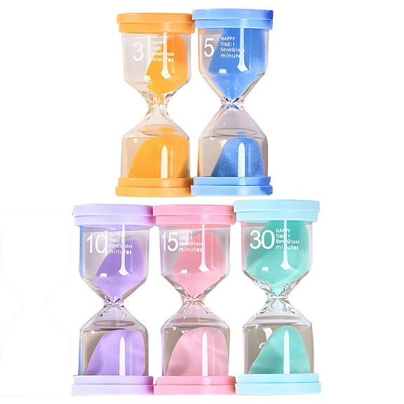 5/10/15/30/60 Minute Sand Timers, Timer Set, Macaron Colors, Glass Body, Ideal Gift for Students, Home Decor, 5 Piece Assorted Colors