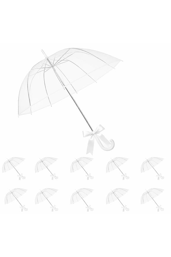 5/10/20 Pack Clear Umbrella Bulk, Bulk Umbrellas for Wedding, Transparent POE Auto Open Rain Umbrellas with Stainless Steel Frame, Large Canopy for Wedding Photography & Outdoor Events and Parties