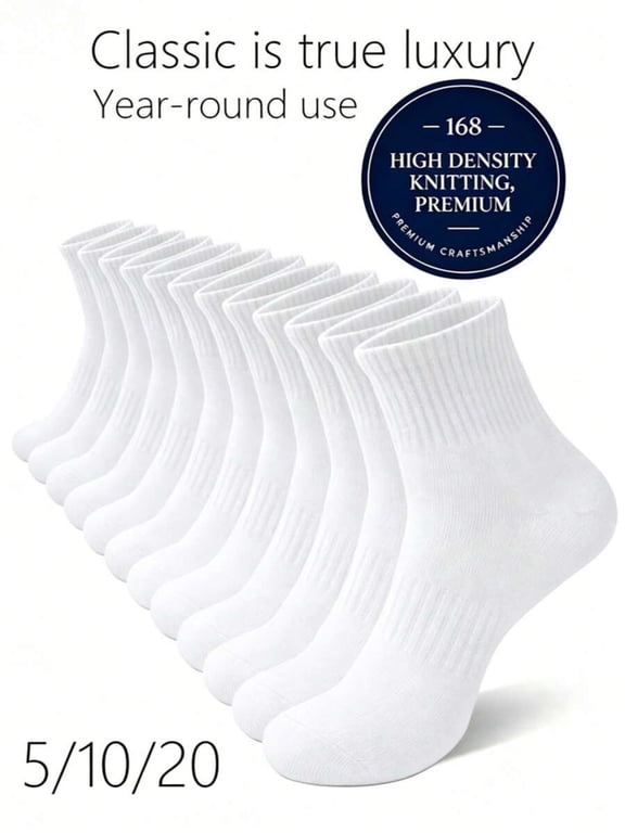5/10/20 Pairs Men's/Women's Casual Socks,Home Socks Couple Socks Available In Black And White.Ribbed Knit, Comfortable Fit Suitable For All Seasons