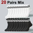 thumbnail image 1 of 5/10/20 Pairs Neutral Solid Color Round Neck Socks Spring Summer Sweat Absorbing Breathable Soft Comfortable Couple Sports Socks, 1 of 10