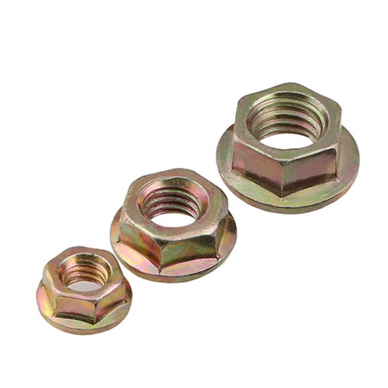 5/10/20pcs Color Zinc Flange Hex Nut M3 M4 M5 M6 M8-M12 Hex Knurl ...