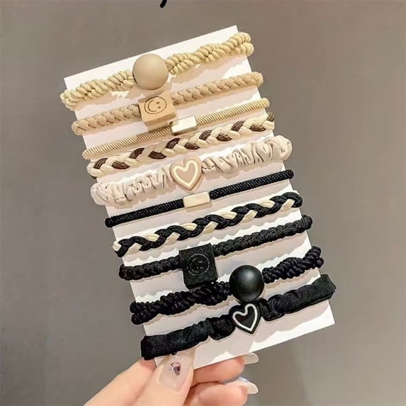 5/10/20pcs Simple Style Hair Tie Set Braided Hair Rope Heart Decor ...