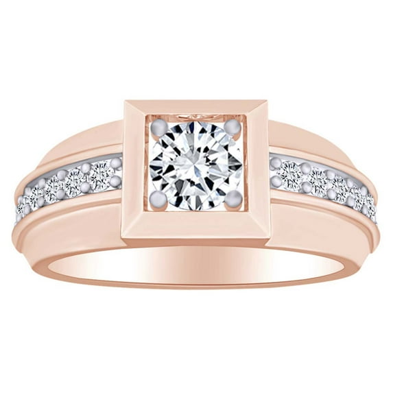 AFFY 5/10 Cttw Round Cut White Natural Diamond Engagement Wedding Band Ring In 14k Solid Rose Gold (0.5 Carat) Ring Size-8