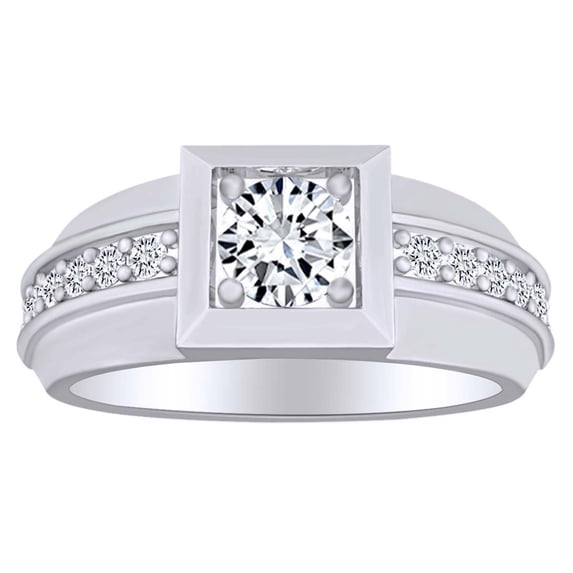 AFFY 5/10 Cttw Round Cut White Natural Diamond Engagement Wedding Band Ring In 14k Solid White Gold (0.5 Carat) Ring Size-8