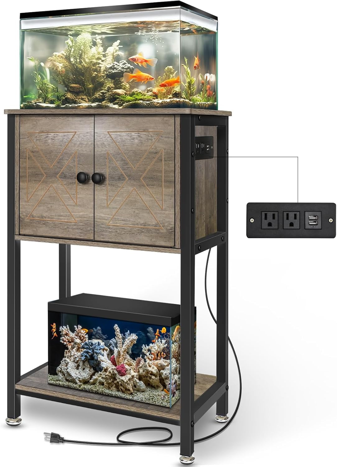 5-10 Gallon Fish Tank Stand, Double Fish Tank Table for Fish Tank  Accessories Storage, Heavy Duty Aquarium Stand with Storage Cabinet \u0026 Power  Outlets, ..., image size:1083x1500