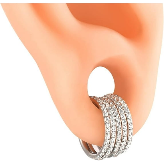 5/10 PCS 16G Seamless Septum Nose Piercing Rings Zirconia Segment Tragus Hoop Rings 316 Stainless Steel Helix Ring Stack Clickers Ear Plugs Hangers Women Body Jewelry