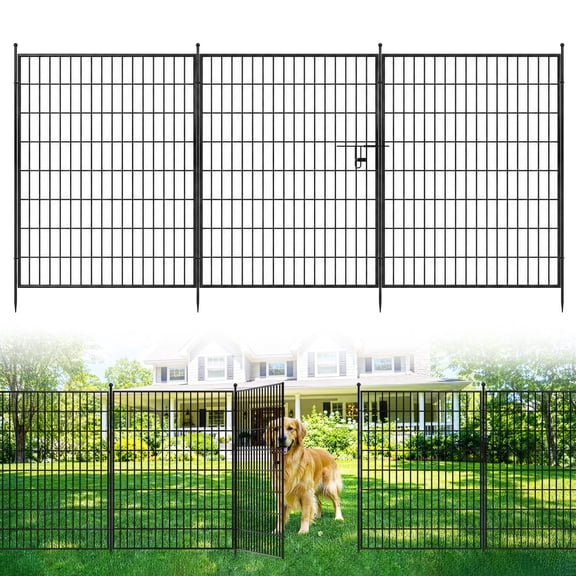 5/10 Pack Garden Fence, 24"H Garden Fencing Animal Barrier, Metal No Dig Fence, Dog Fence Outdoor for Yard, Dog Playpen Outdoor Decorative Garden Fences for Yard Patio