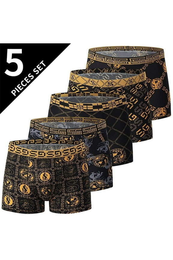 5 /10 Pack Men's Black Gold Printed Boxer Underwear Comfortable And Versatile Plus Size Sexy Young Men's Leisure Sports Beach sh