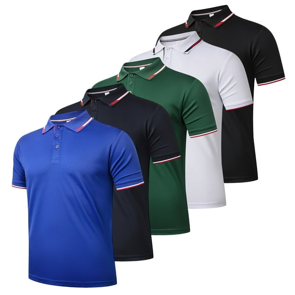 5/10 Pack Mens Polo Moisture Wicking Short Sleeve Tshirts Summer Quick Dry Breathable Performance Athletic Golf Shirts Casual Workout Activewear Tops