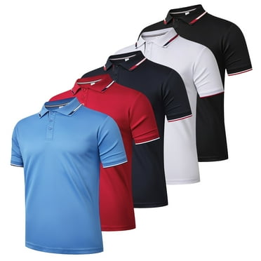 5/10 Pack Mens Polo Moisture Wicking Short Sleeve Tshirts Summer Quick Dry Breathable Performance Athletic Golf Shirts Casual Workout Activewear Tops