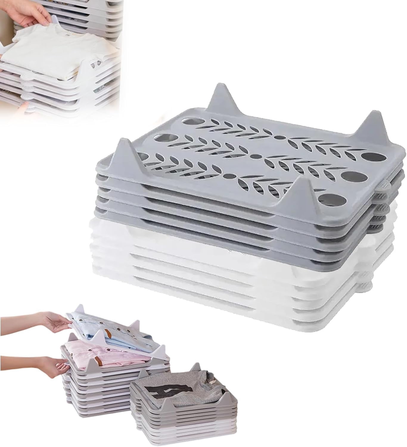 5/10-Pack Stackable Clothing Organizer Rack, Interlocking Design for ...