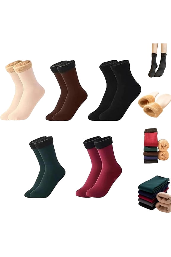 5/10 Pairs Autumn Winter Socks for Women, Thickened Fleece-Lined Self-Heating Warm Snow Socks, Cold-Proof Cozy Unisex Floor Socks for Home & Outdoor.