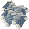 thumbnail image 1 of 5/10 Pairs Embroidered Floral Design Socks for Women Girls Combed Cotton Ankle Socks, 1 of 6