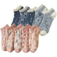 thumbnail image 1 of 5/10 Pairs Embroidered Floral Design Socks for Women Girls Combed Cotton Ankle Socks, 1 of 6