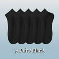 thumbnail image 1 of 5/10 Pairs/Pack New Cotton Socks Ankle Men Women 100% Cotton White Black Invisible Sweat-absorbing Girls Low Tube Boat Socks 5 Pairs Black One Size, 1 of 6