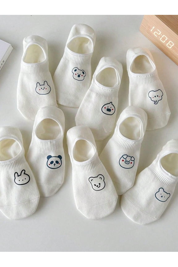 5/10 Pairs Women Cartoon Graphic Casual Invisible Socks For Spring And Summer Ankle Socks