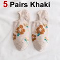 thumbnail image 1 of 5/10 Pairs Women Flower Pattern Invisible Socks Spring Summer Sweat Absorbing Breathable Soft Comfortable Knitted Casual Socks ﻿, 1 of 10