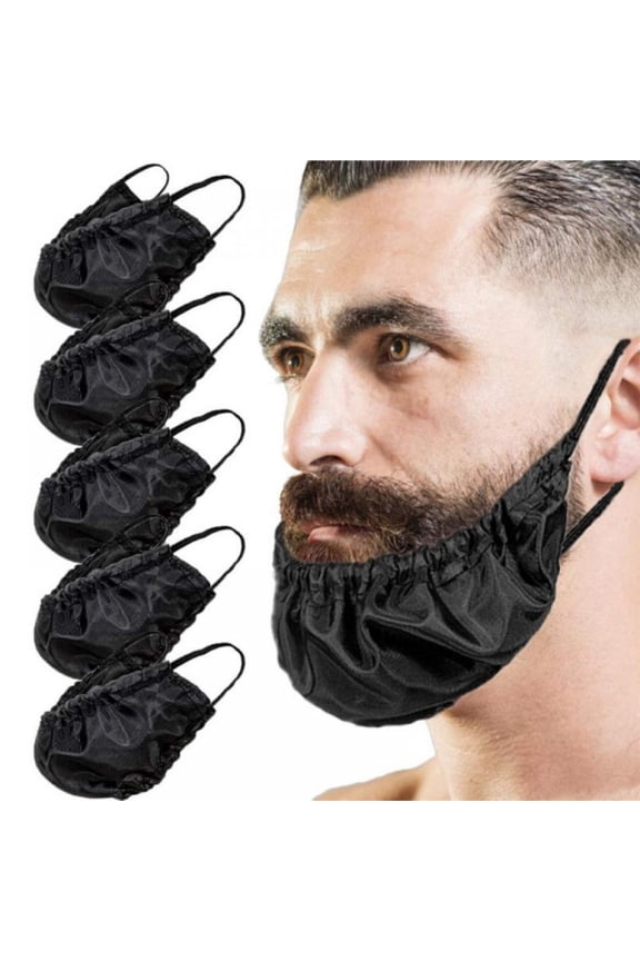 5/10 Pcs Beard Bandana Beard Covers Facial Beard Apron Caps Blocking Droplets (Black)