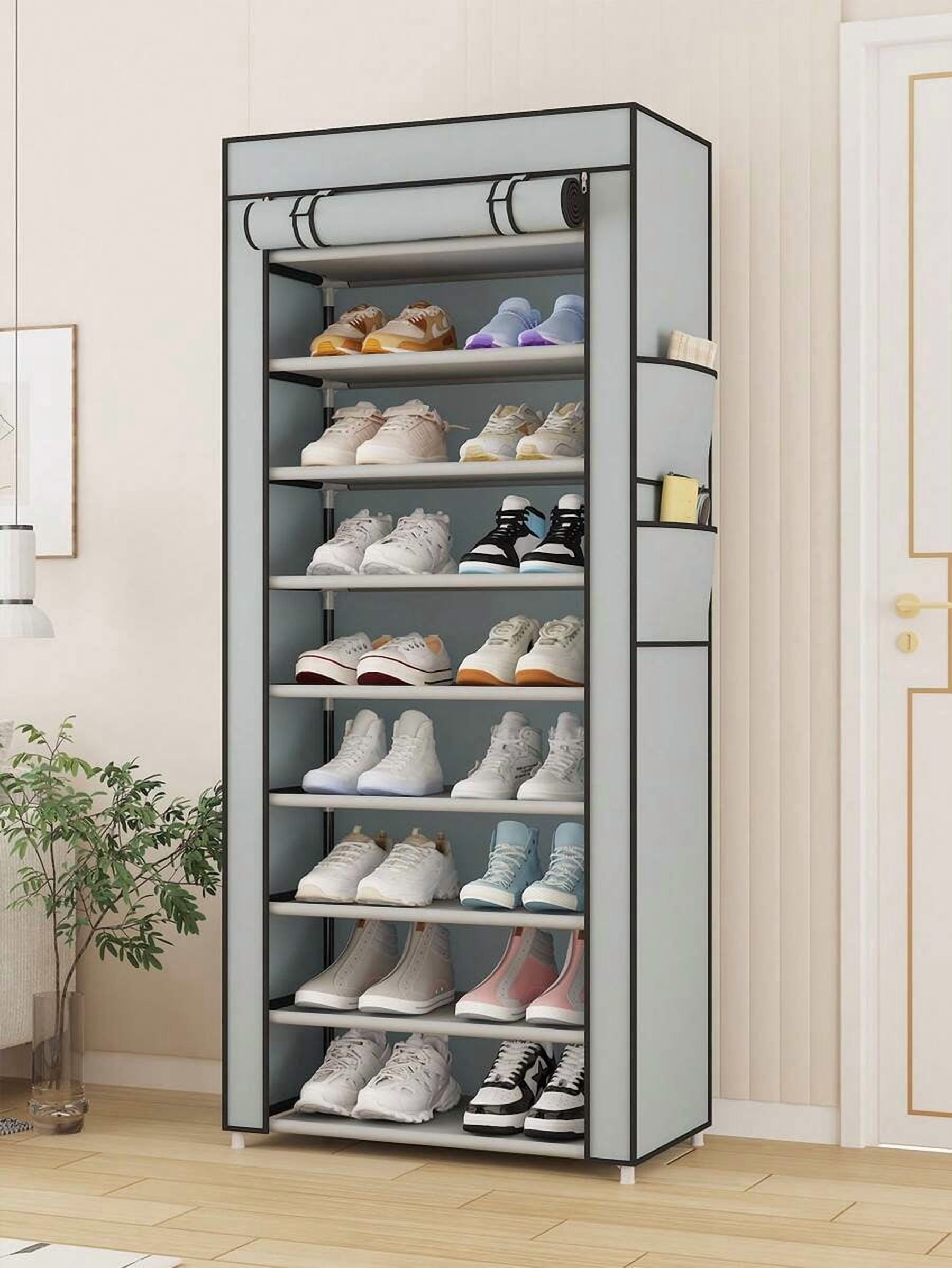 5-10 Tiers Shoe Rack With Cover, High Capacity Vertical Shoe Organizer ...